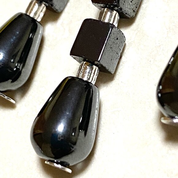 2/20$, Natural Gemstone Hematite Gothic Chandelier Sterling Silver Earrings - Picture 5 of 11